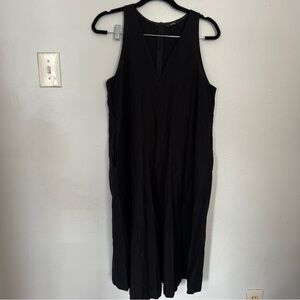 Kaarem Black Linen Baggy Sleeveless‎ Loose Fit Wide Leg Jumpsuit Size L